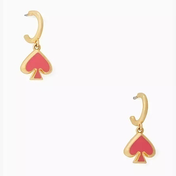 Kate Spade Everyday Spade Enamel Huggies-Pink Peppercorn - Picture 1 of 4